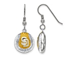 Rhodium Over Sterling Silver MLB LogoArt San Diego Padres Enamel Earrings