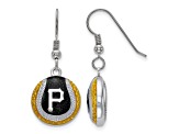 Rhodium Over Sterling Silver MLB LogoArt Pittsburgh Pirates Enamel Earrings