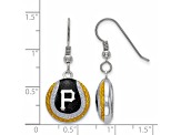 Rhodium Over Sterling Silver MLB LogoArt Pittsburgh Pirates Enamel Earrings