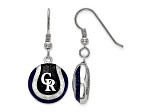 Rhodium Over Sterling Silver MLB LogoArt Colorado Rockies Enamel Earrings