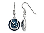 Rhodium Over Sterling Silver MLB LogoArt Kansas City Royals Enamel Earrings