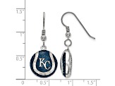 Rhodium Over Sterling Silver MLB LogoArt Kansas City Royals Enamel Earrings