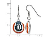 Rhodium Over Sterling Silver MLB LogoArt Detroit Tigers Enamel Earrings