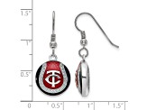 Rhodium Over Sterling Silver MLB LogoArt Minnesota Twins Enamel Earrings