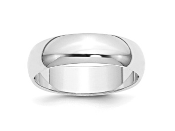 Picture of Rhodium Over Sterling Silver 6mm Half-Round Band