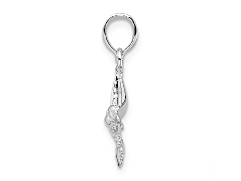 Rhodium Over Sterling Silver Polished Hummingbird Pendant