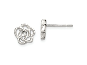 Picture of Sterling Silver Polished Flower Post Earrings