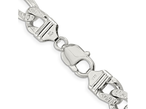 Sterling Silver 10.5mm Pavé Flat Figaro Chain