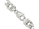Sterling Silver 10.5mm Pavé Flat Figaro Chain
