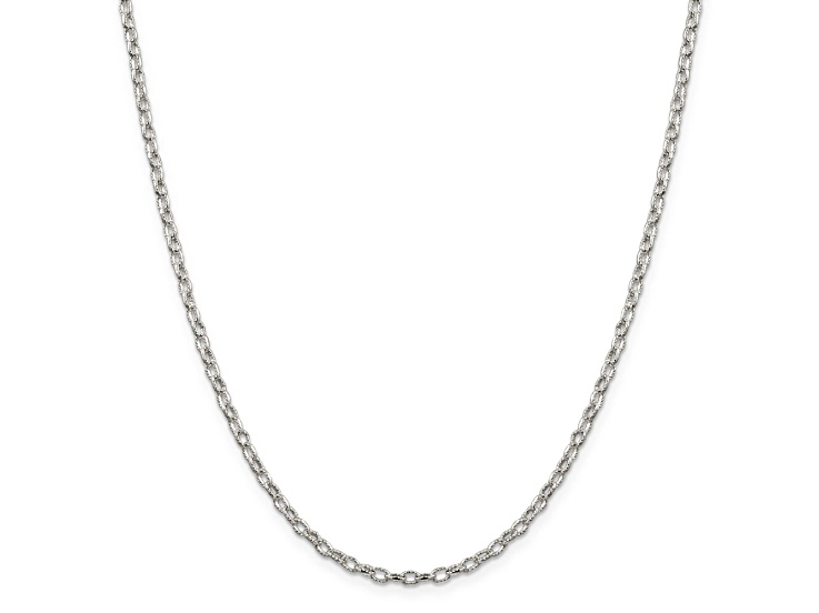 Sterling Silver 3mm Fancy Patterned Rolo Chain Necklace