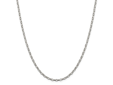 Sterling Silver 3mm Fancy Patterned Rolo Chain Necklace