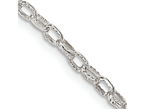 Sterling Silver 3mm Fancy Patterned Rolo Chain Necklace