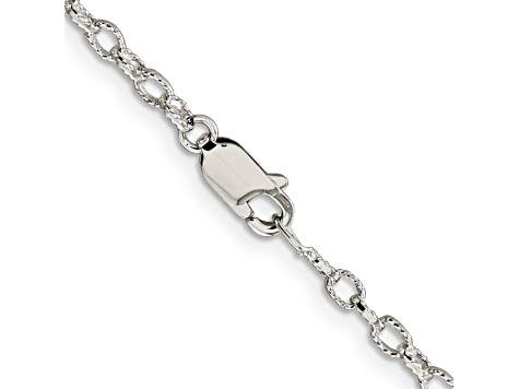 Sterling Silver 3mm Fancy Patterned Rolo Chain Necklace