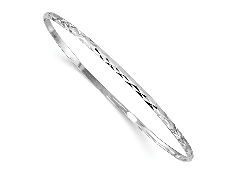Rhodium Over Sterling Silver Polished and Diamond-cut 2mm Slip On Children's Bangle