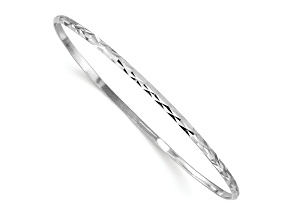 Rhodium Over Sterling Silver Polished and Diamond-cut 2mm Slip On Children's Bangle