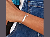 Rhodium Over Sterling Silver Pink Enamel Crown with 1-inch Extender Children's ID Bracelet