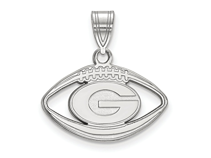 Rhodium Over Sterling Silver LogoArt University of Georgia Football Pendant