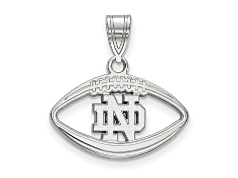 Rhodium Over Sterling Silver LogoArt University of Notre Dame Football Pendant