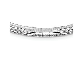 Rhodium Over Sterling Silver 5.9mm Polished Diamond-Cut Textured Reversible Omega 17 Inch Chain