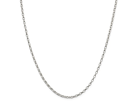 Sterling Silver 2.5mm Oval Fancy Rolo Chain Necklace