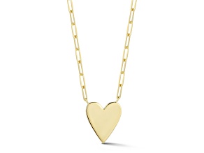 Sterling Statements 14K Yellow Gold Over Sterling Silver Polished Heart Paperclip Chain Necklace