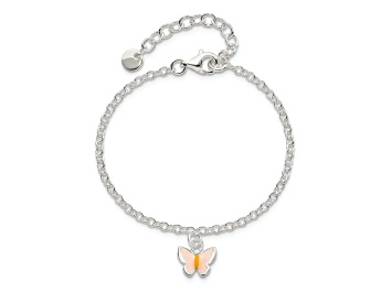 Picture of Sterling Silver Enamel Butterfly with 1.5-inch Extension Childrens Bracelet