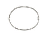 Sterling Silver Diamond-cut 6mm Bangle and 4mm Hoop Earring Set