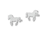 Rhodium Over Sterling Silver Horse Children's Post Earrings