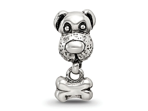 Sterling Silver Dog and Bone Bead