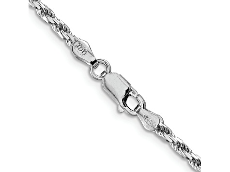 Rhodium Over Sterling Silver 2.5mm Diamond-cut Rope Chain