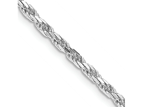 Rhodium Over Sterling Silver 2.5mm Diamond-cut Rope Chain