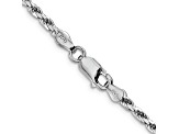 Rhodium Over Sterling Silver 2.5mm Diamond-cut Rope Chain
