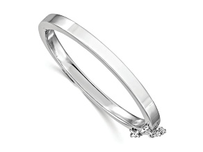 Rhodium Over Sterling Silver Polished 4mm with Safety Hinged Children's Bangle