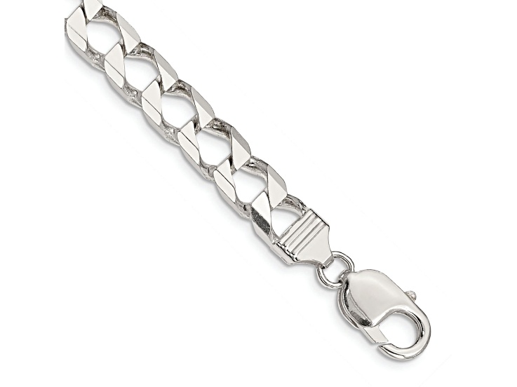 Sterling Silver 6.75mm Flat Open Curb Chain Bracelet