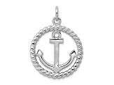 Rhodium Over Sterling Silver Anchor Pendant