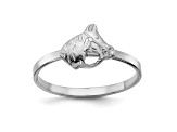 Rhodium Over Sterling Silver Polished and Textured Horse Children's Ring