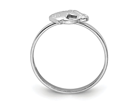 Rhodium Over Sterling Silver Polished and Textured Horse Children's Ring