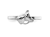 Rhodium Over Sterling Silver Polished and Textured Horse Children's Ring