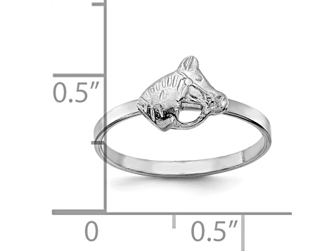 Rhodium Over Sterling Silver Polished and Textured Horse Children's Ring