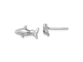 Rhodium Over Sterling Silver Polished Shark Post Earrings