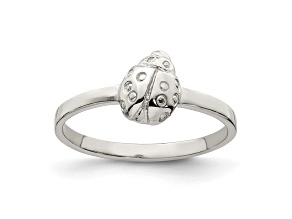 Rhodium Over Sterling Silver Polished Ladybug Children's Ring