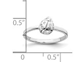 Rhodium Over Sterling Silver Polished Ladybug Children's Ring