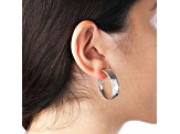 Sterling Silver Diamond Cut Oval Hoop Earrings with Omega Back
