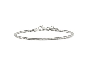 Sterling Silver Round Snake Chain Bracelet With Lobster Clasp