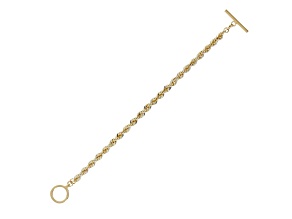 18k Yellow Gold Over Sterling Silver Rope Link Toggle Bracelet