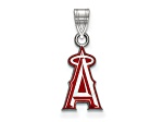 Rhodium Over Sterling Silver MLB Los Angeles Angels LogoArt Enameled Pendant