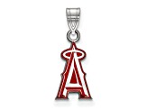 Rhodium Over Sterling Silver MLB Los Angeles Angels LogoArt Enameled Pendant