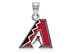Rhodium Over Sterling Silver MLB Arizona Diamondbacks LogoArt Enameled Pendant