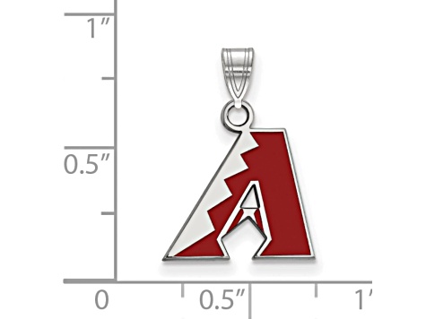 Rhodium Over Sterling Silver MLB Arizona Diamondbacks LogoArt Enameled Pendant