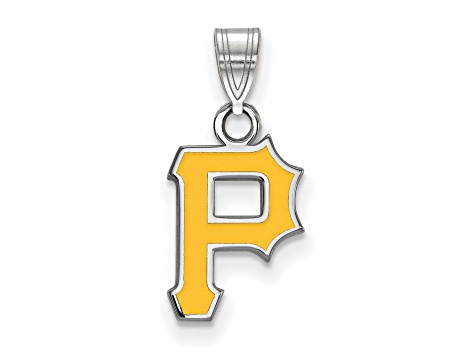 Rhodium Over Sterling Silver MLB Pittsburgh Pirates LogoArt Enameled Pendant